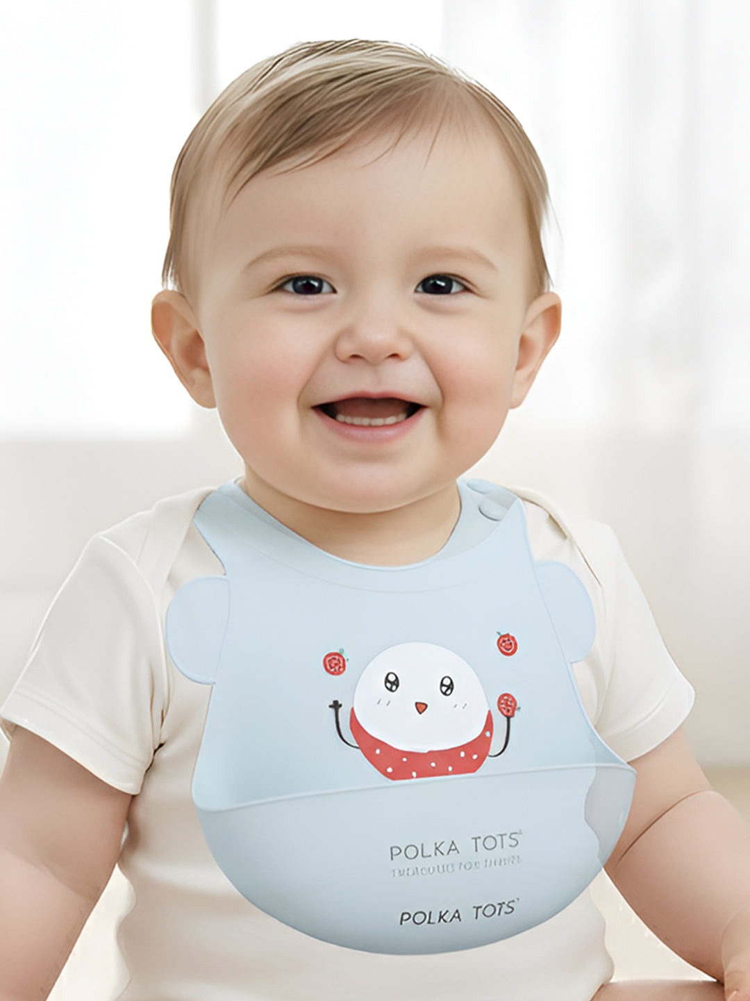 POLKA TOTS Waterproof Silicone Bib for Baby Aqua