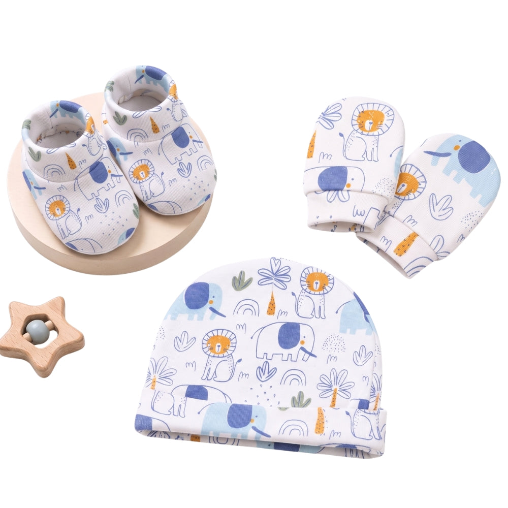 PREKIES Cap, Mitten, Booties - Lion Print