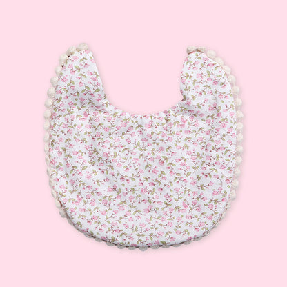 Polka Tots White Cotton Floral Bow Headband with Reversible Boho Bib (Set of 3) 12-18 Months
