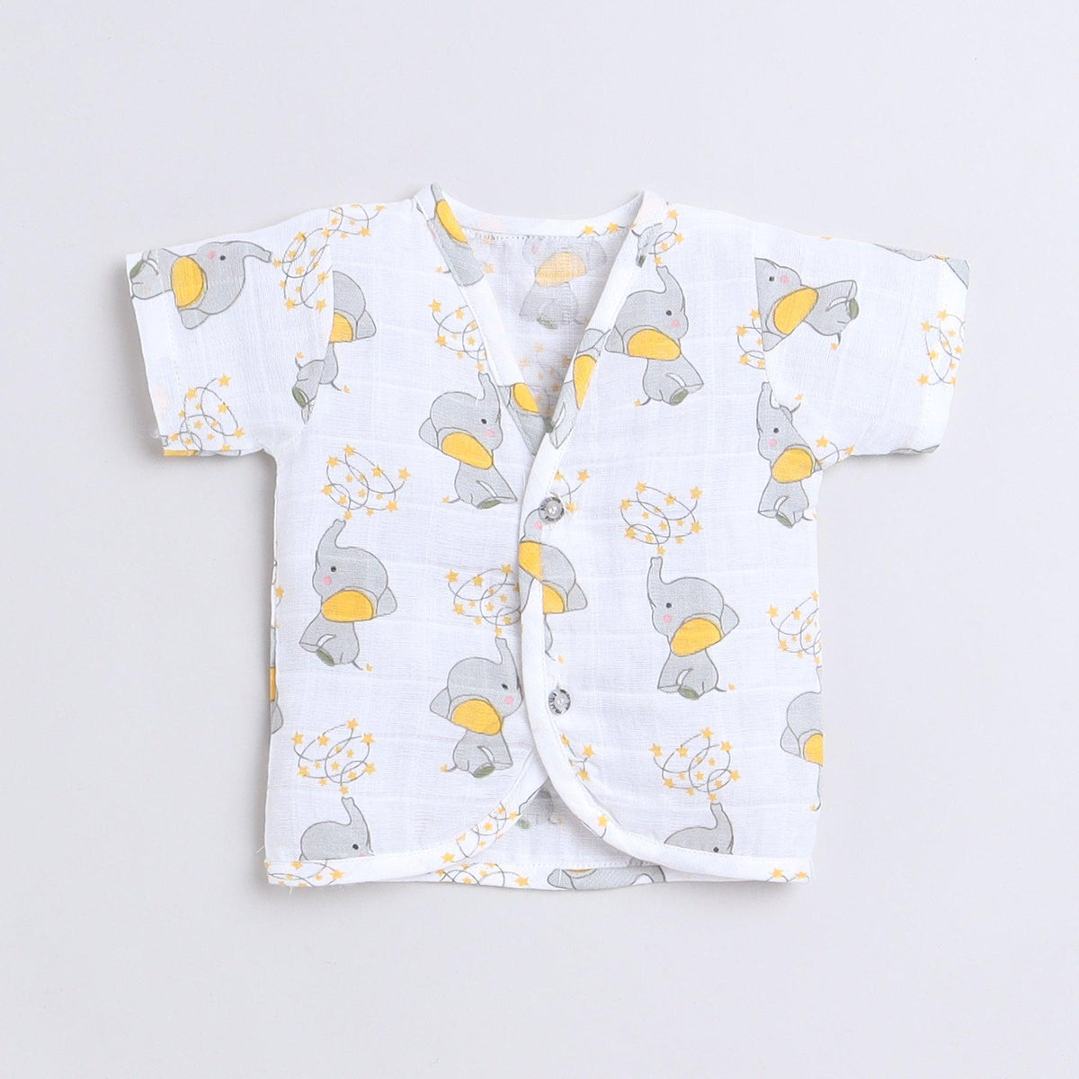 Polka Tots Unisex White Cotton Half Sleeve Jablas (Pack Of 3) (0 Months)