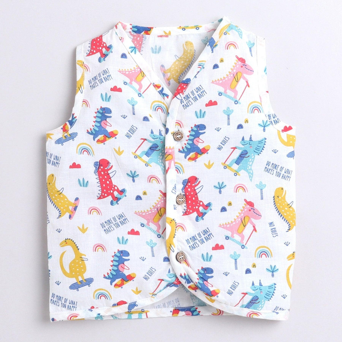 Polka Tots Unisex Multi-Color Cotton Sleeveless Jablas (Pack Of 3) (0 Months)