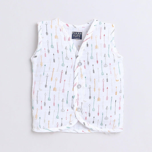 Polka Tots Unisex Multi-Color Cotton Sleeveless Jablas (Pack Of 3) (1-3 Months)