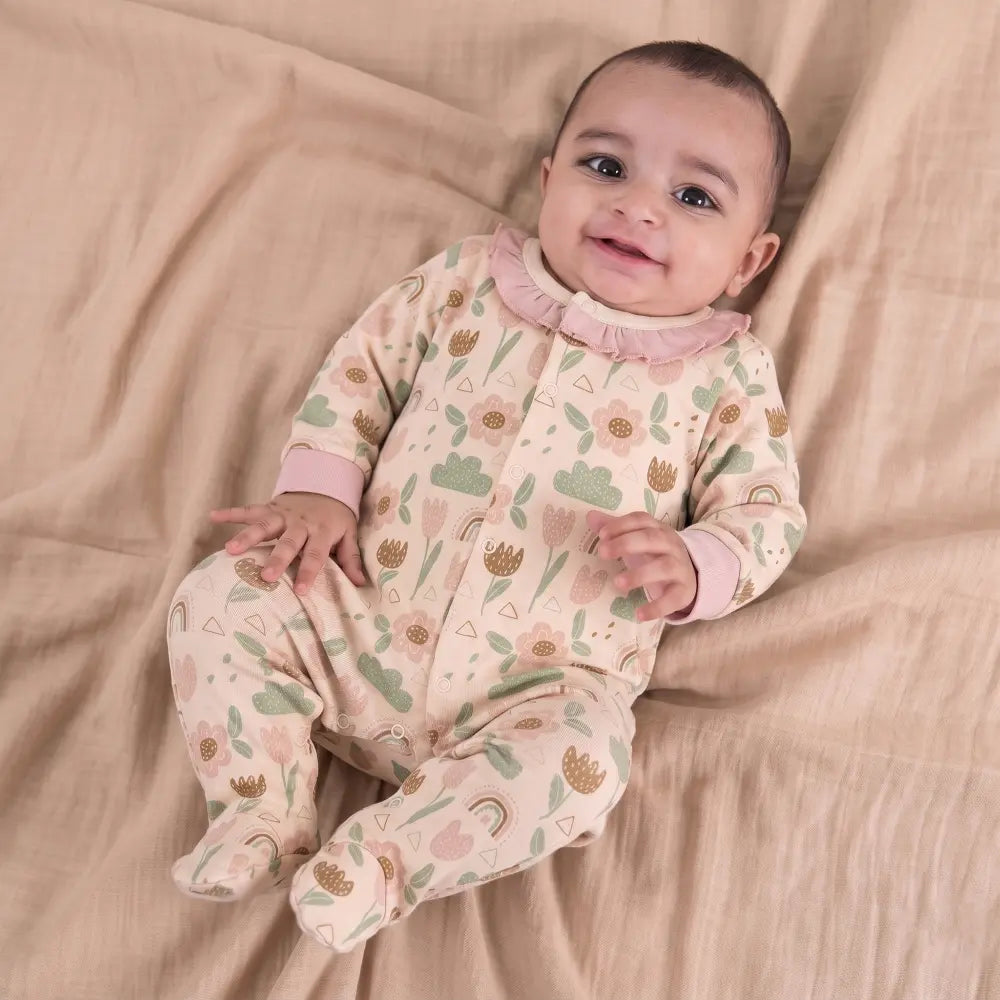 PREKIES Footed Sleepsuits Set - Flower Print Pack Of 3
