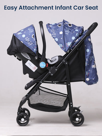 Polka Tots Blue Click Clack Travel System Space Printed Stroller & Car Seat