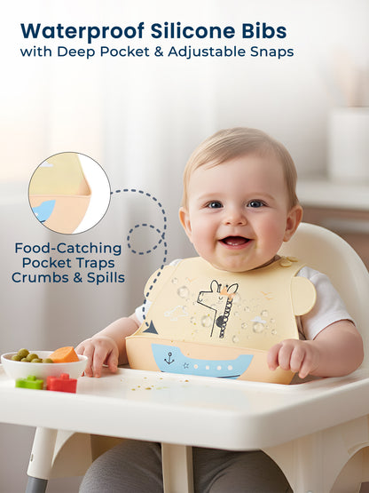 POLKA TOTS Waterproof Silicone Bib for Baby Yellow
