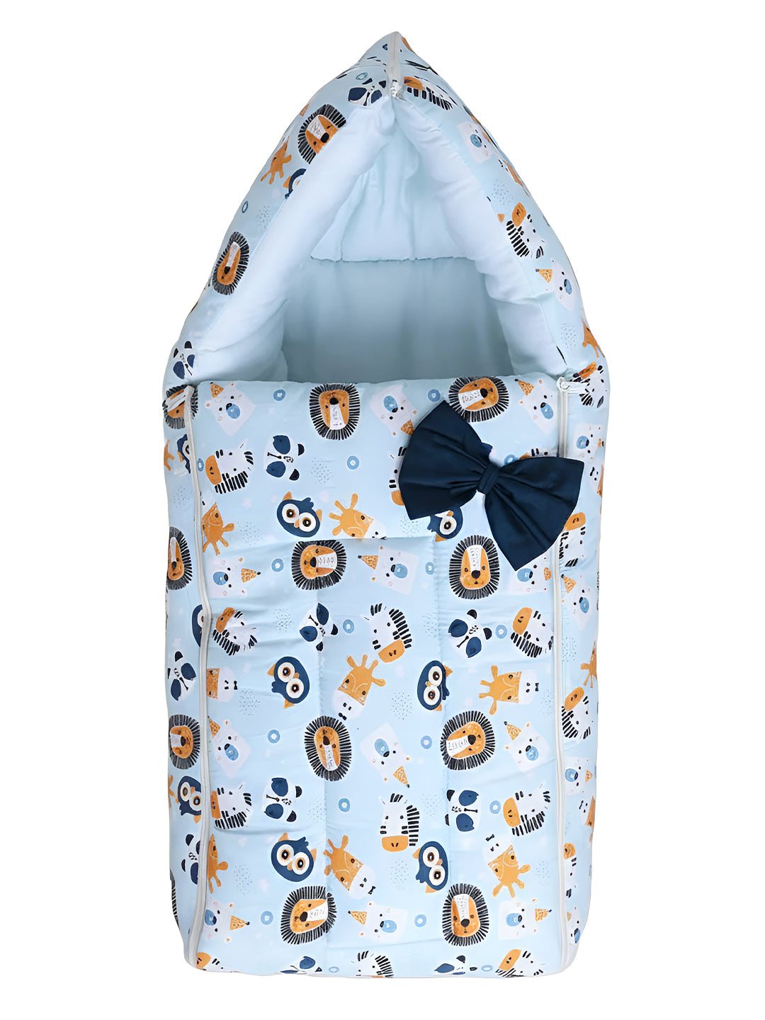Polka Tots Blue Lion Printed Cotton Sateen Bow Baby Sleeping Bag (18-24 Months)