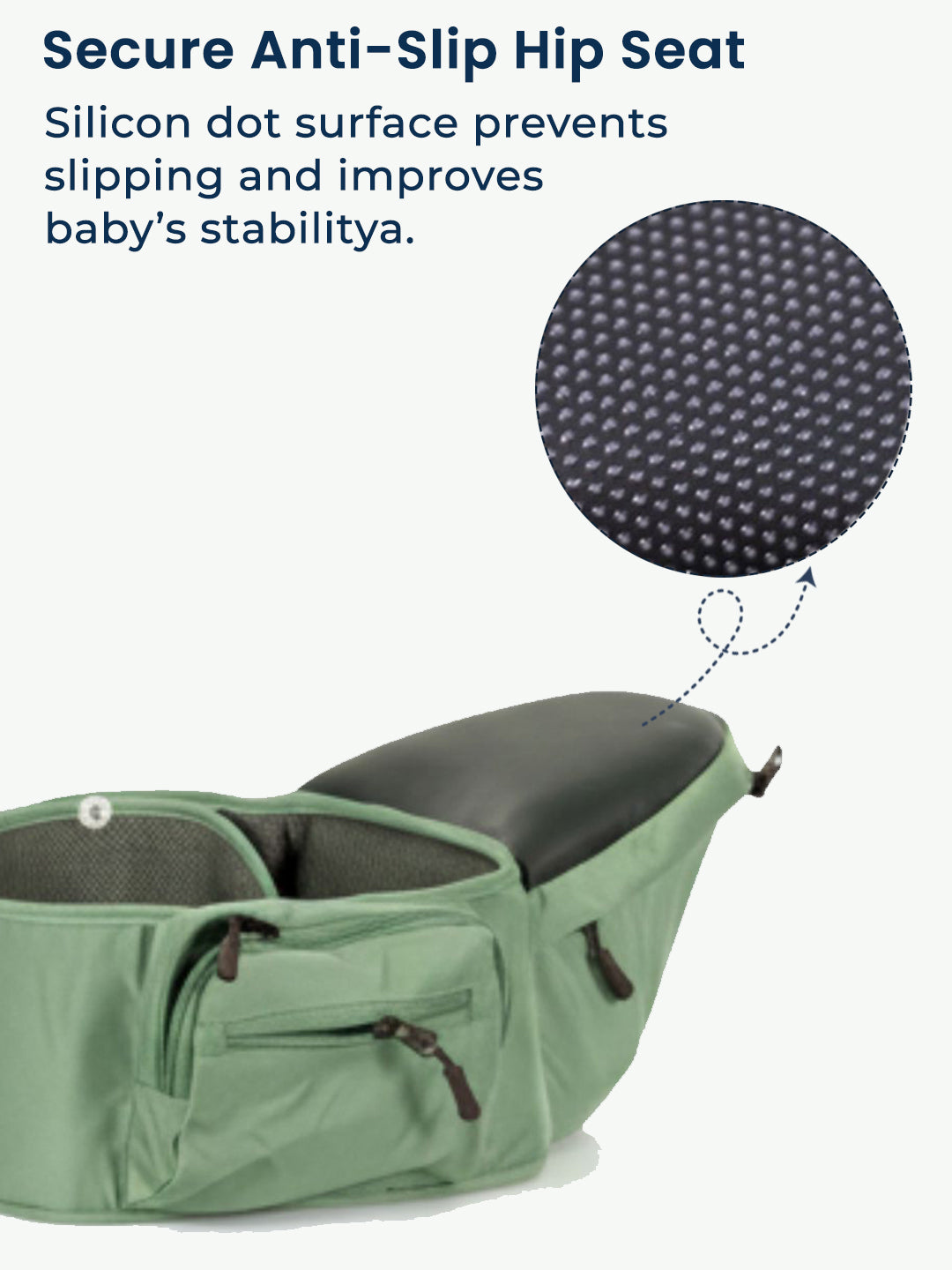 Polka Tots 6 in 1 Green Hip Seat Baby Carrier with Airbag Seat