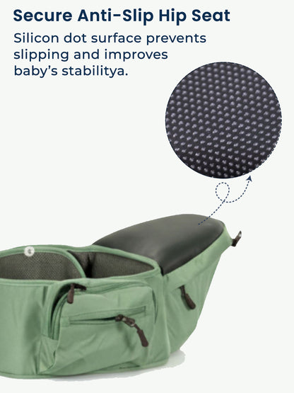 Polka Tots 6 in 1 Green Hip Seat Baby Carrier with Airbag Seat