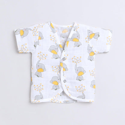 Polka Tots Unisex White Cotton Half Sleeve Jablas (Pack Of 3) (1-3 Months)