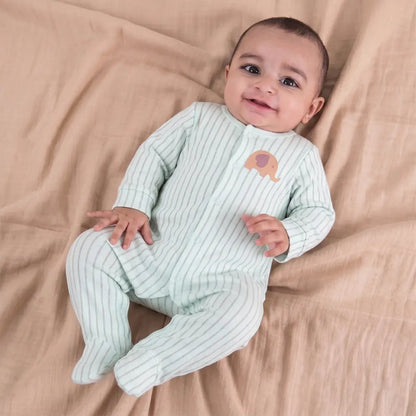 PREKIES Footed Sleepsuits Set - Elephant Print Pack Of 3