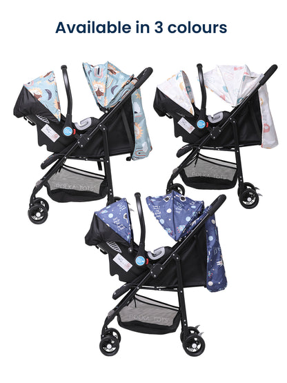 Polka Tots Blue Click Clack Travel System Space Printed Stroller & Car Seat