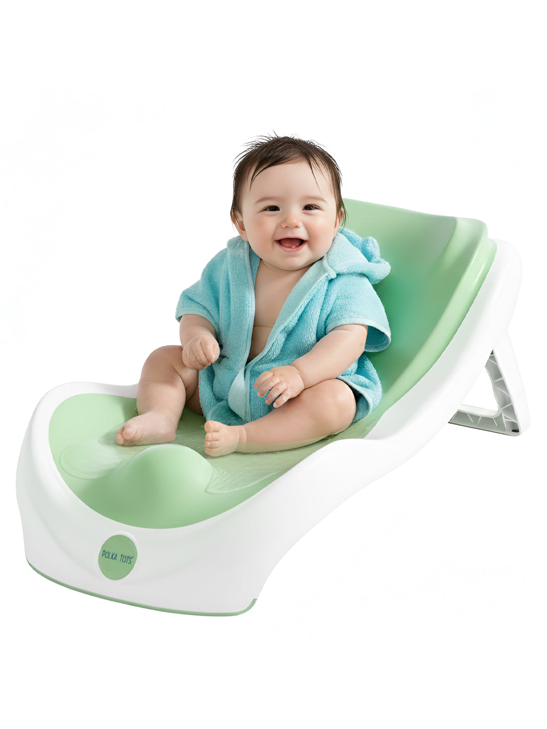Polka Tots Tiny Tubsy Baby Bather Lightweight with Soft Rubber Newborn Bath Rack - Green