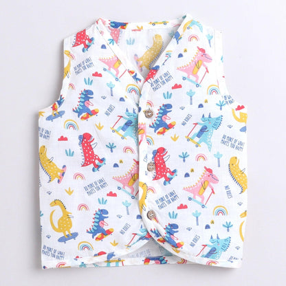 Polka Tots Unisex Multi-Color Cotton Sleeveless Jablas (Pack Of 3) (1-3 Months)