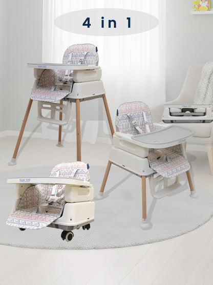 Polka Tots Kids Grey Portable Baby Dinning Table High Chair with Footrest for Toddler