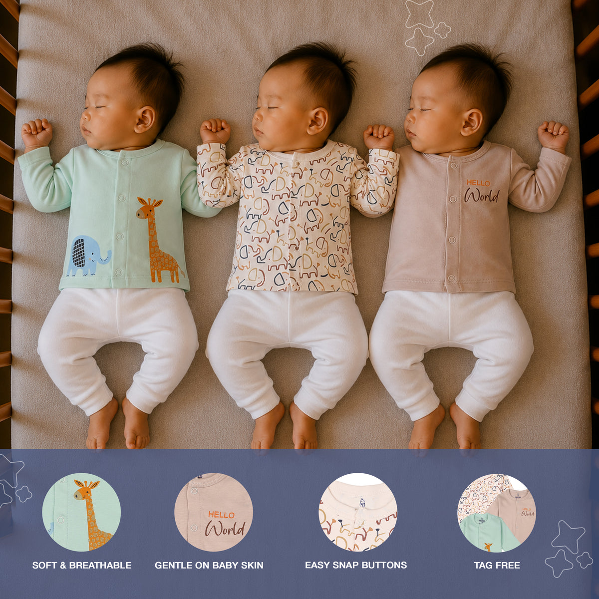 PREKIES Set Of 3 Jhablas - Elephant Print