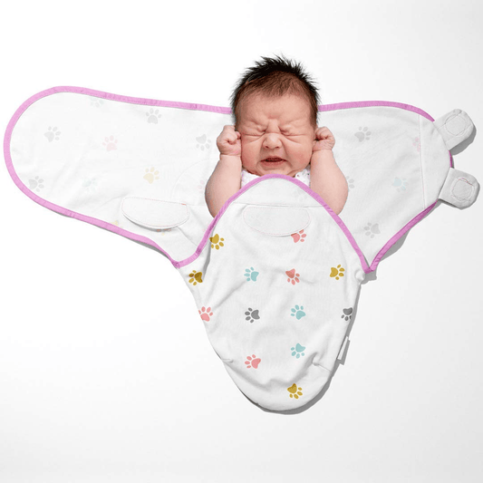 POLKA TOTS Premium Cotton Paw Print Swaddle Wrap for New Born Baby