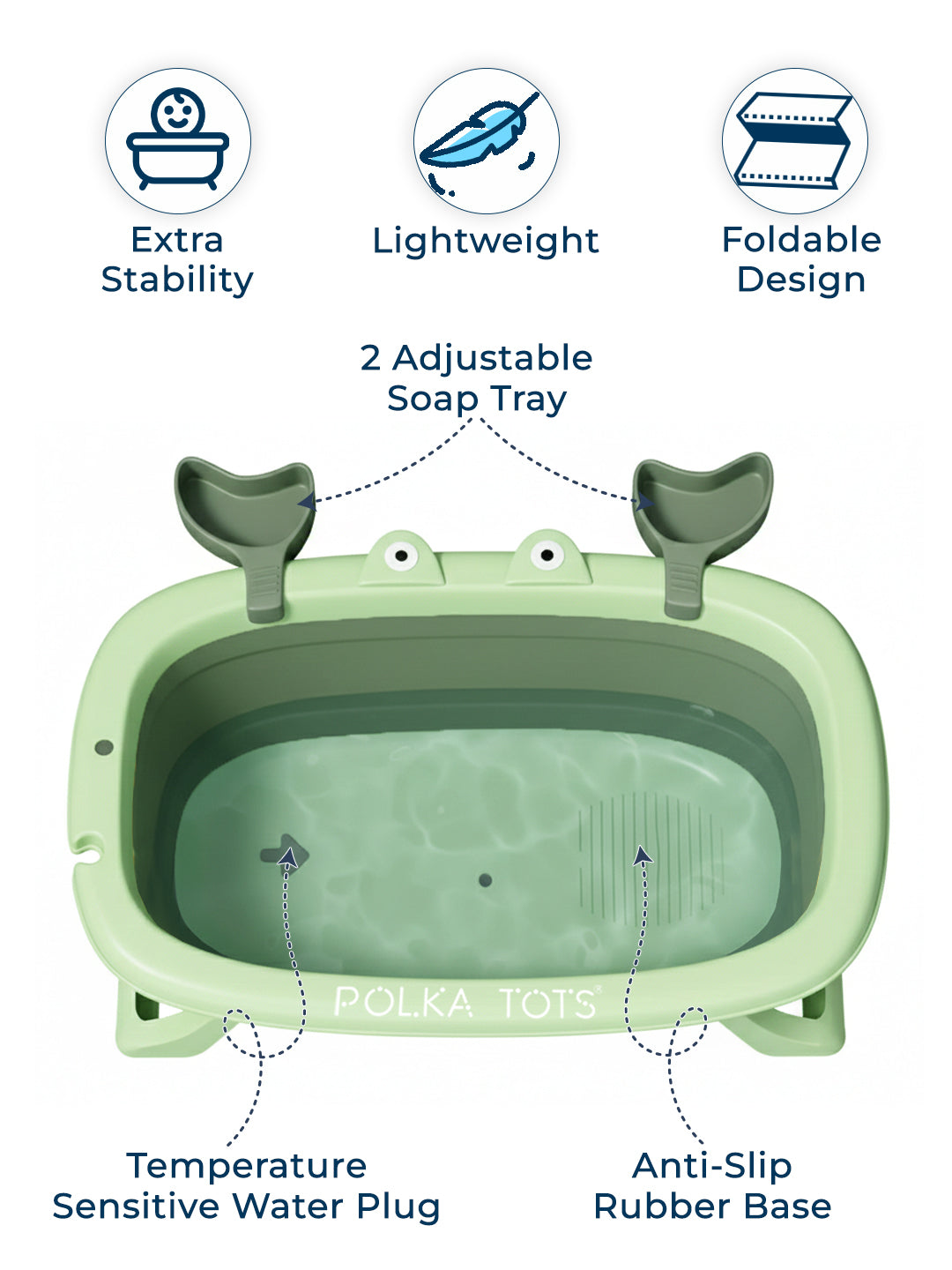 Polka Tots Splish Splash Foldable Bathtub - Green