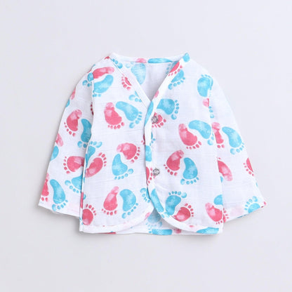 Polka Tots Unisex White Cotton Full Sleeves Jablas (Pack Of 3) (1-3 Months)