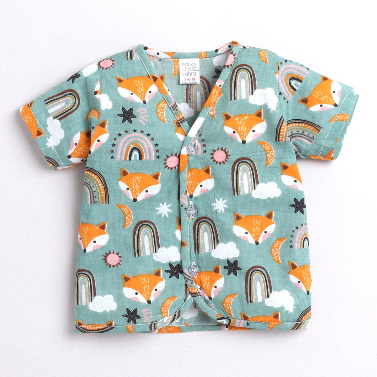 Polka Tots Unisex Multi-Color Cotton Half Sleeve Jablas (Pack Of 3) (0 Months)