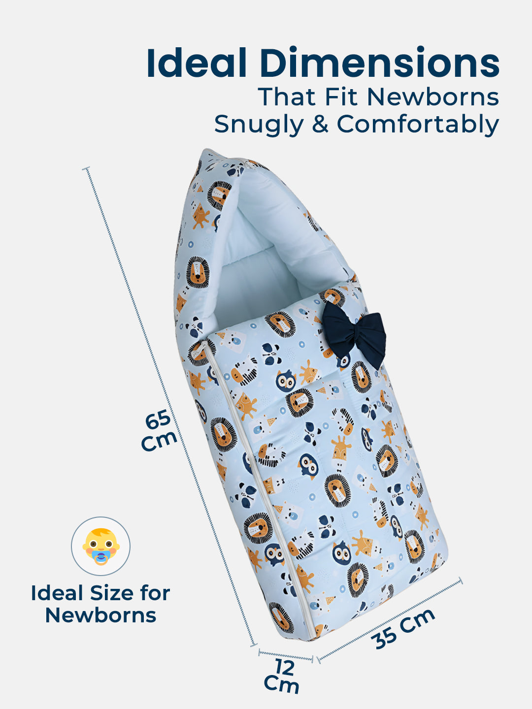 Polka Tots Blue Lion Printed Cotton Sateen Bow Baby Sleeping Bag (18-24 Months)