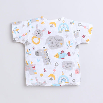 Polka Tots Unisex White Cotton Half Sleeve Jablas (Pack Of 3) (0 Months)