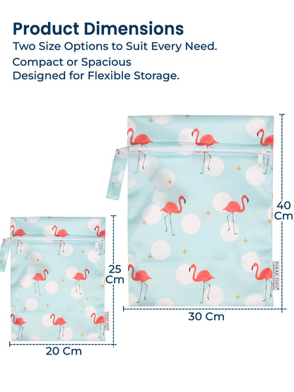 Polka Tots Waterproof & Reusable Mix Print Wet Dry Baby Diaper Bag with Zip (0-24 Months)