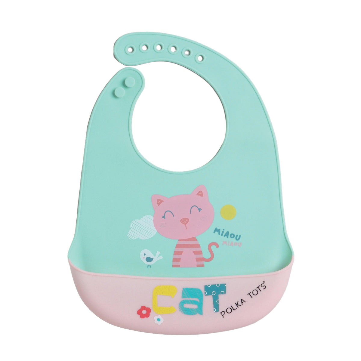 POLKA TOTS Waterproof Silicone Bib for Baby Turquoise