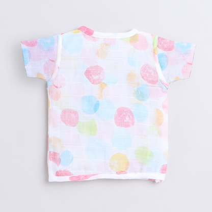 Polka Tots Unisex White Cotton Half Sleeve Jablas (Pack Of 3) (0 Months)