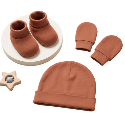 PREKIES Cap, Mitten, Booties - Beige Color