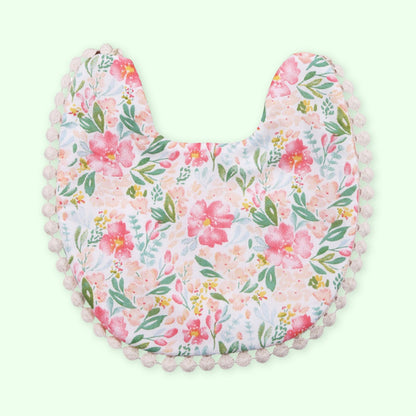 Polka Tots White Cotton Floral Bow Headband with Reversible Boho Bib (Set of 3) 12-18 Months