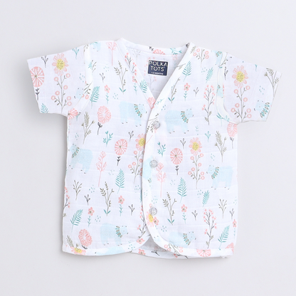 Polka Tots Unisex White Cotton Half Sleeve Jablas (Pack Of 3) (0 Months)