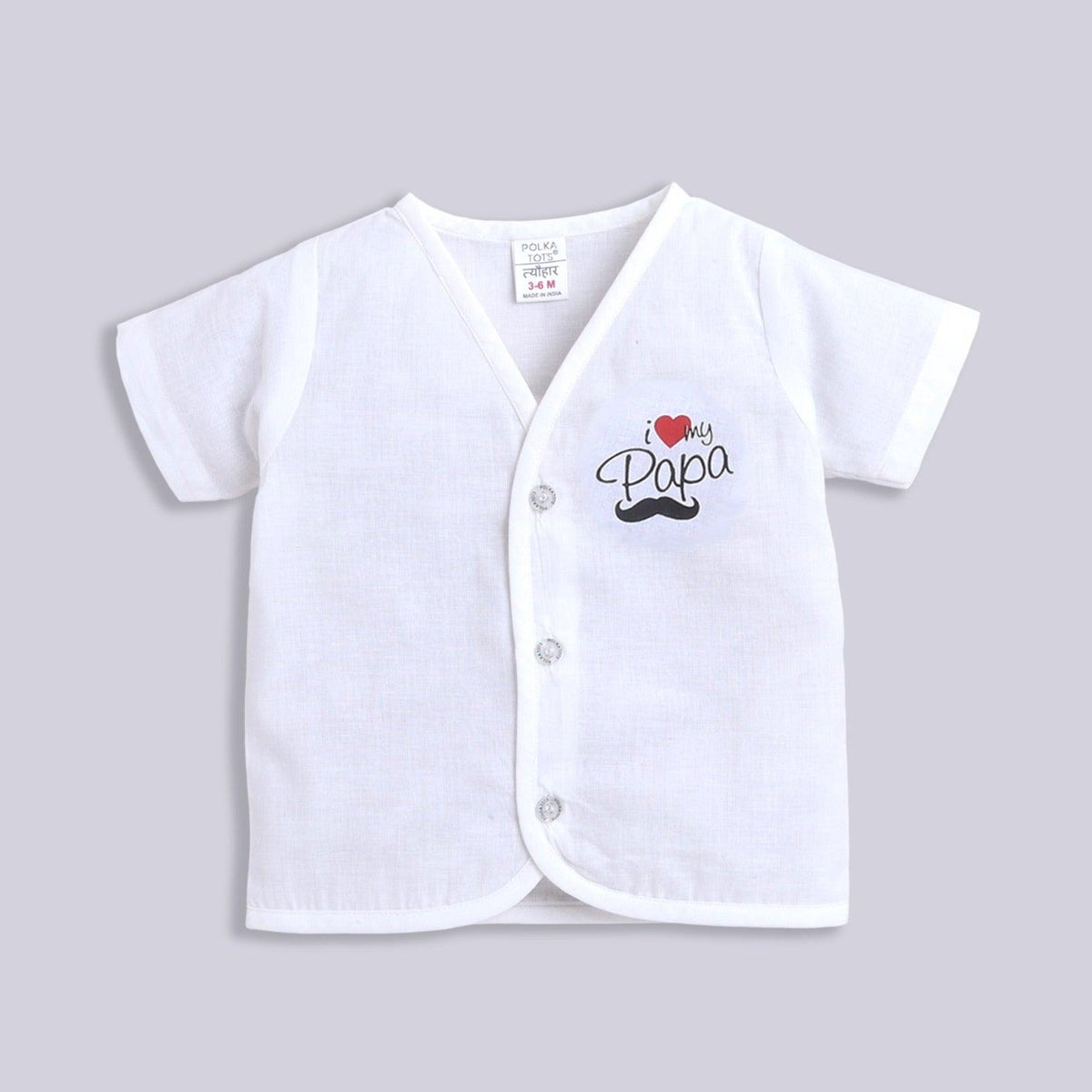 Polka Tots Unisex White Cotton Half Sleeve Jablas (Pack Of 3) (0 Months)