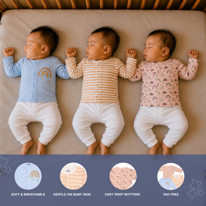 PREKIES Set Of 3 Jhablas - Rainbow Print