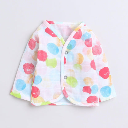 Polka Tots Unisex White Cotton Full Sleeves Jablas (Pack Of 3) (0 Months)