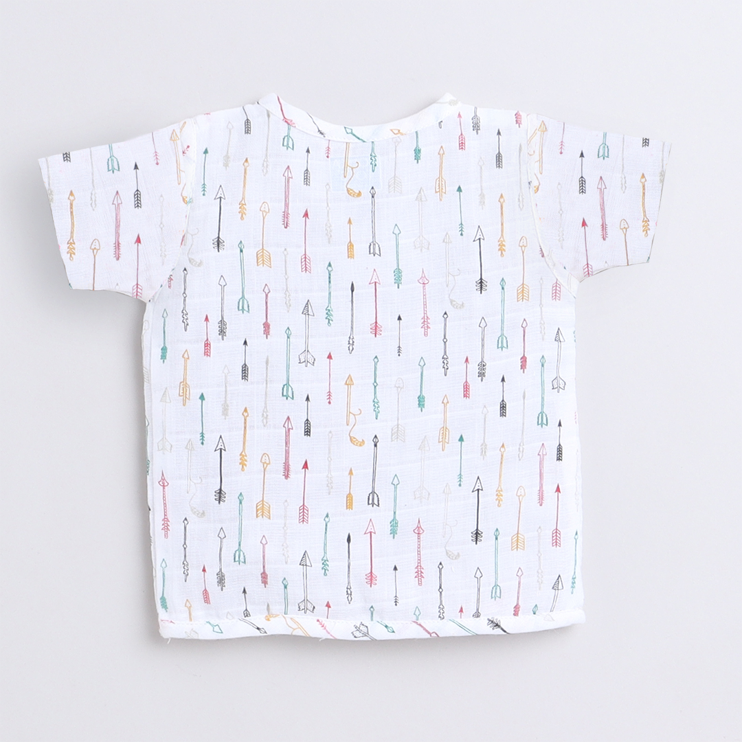 Polka Tots Unisex White Cotton Half Sleeve Jablas (Pack Of 3) (0 Months)