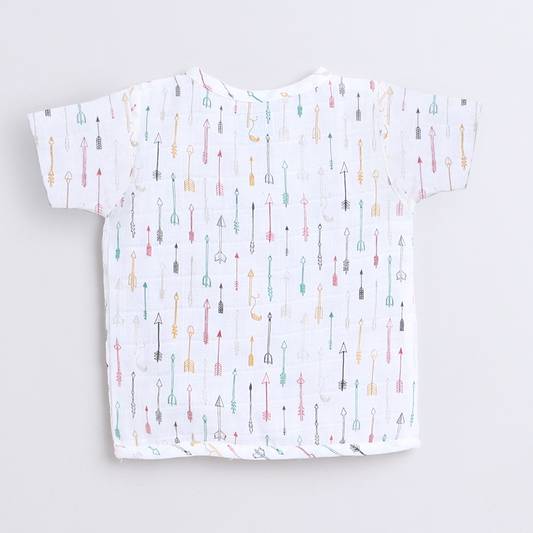 Polka Tots Unisex White Cotton Half Sleeve Jablas (Pack Of 3) (0 Months)