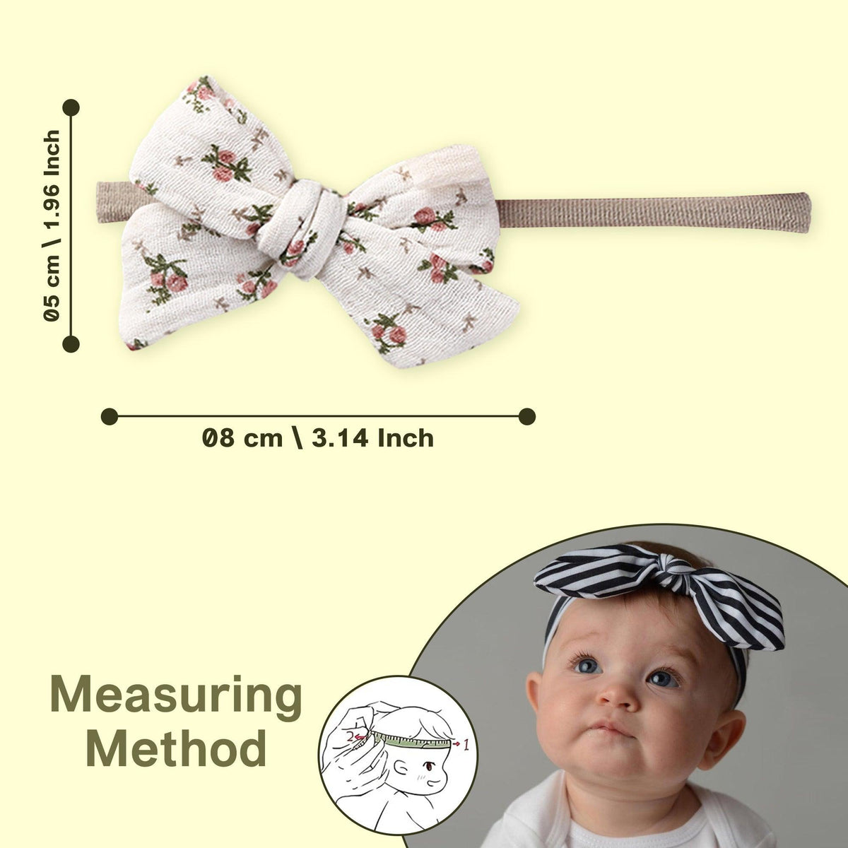 Polka Tots White Cotton Floral Print Bow Headband with Reversible Bandana Bib (Set of 3) 12-18 Months