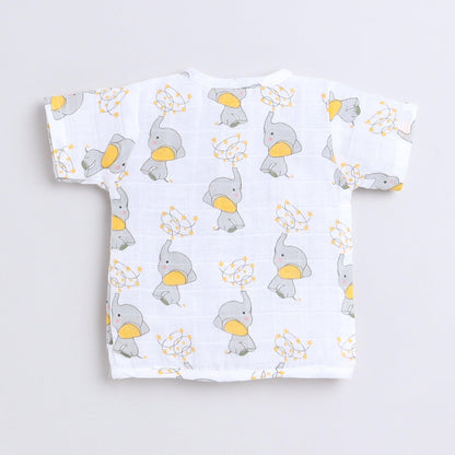Polka Tots Unisex White Cotton Half Sleeve Jablas (Pack Of 3) (1-3 Months)