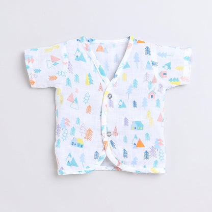 Polka Tots Unisex White Cotton Half Sleeve Jablas (Pack Of 3) (1-3 Months)