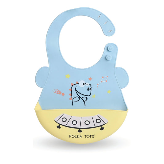POLKA TOTS Waterproof Silicone Bib for Baby Blue