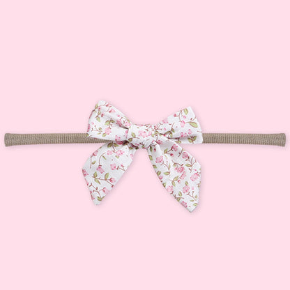 Polka Tots White Cotton Floral Bow Headband with Reversible Boho Bib (Set of 3) 12-18 Months
