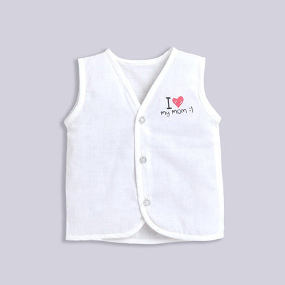 Polka Tots Unisex White Printed Cotton Sleeveless Jablas (Pack Of 3) (0 Months)