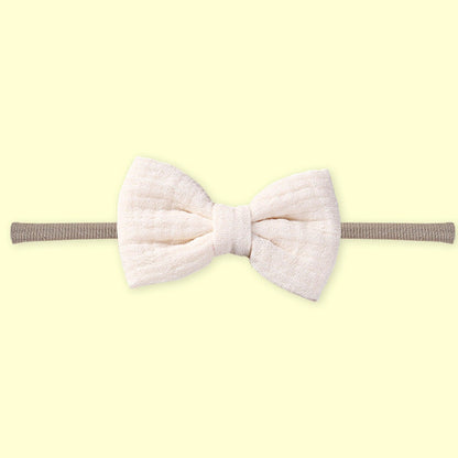 Polka Tots White Cotton Floral Print Bow Headband with Reversible Bandana Bib (Set of 3) 12-18 Months
