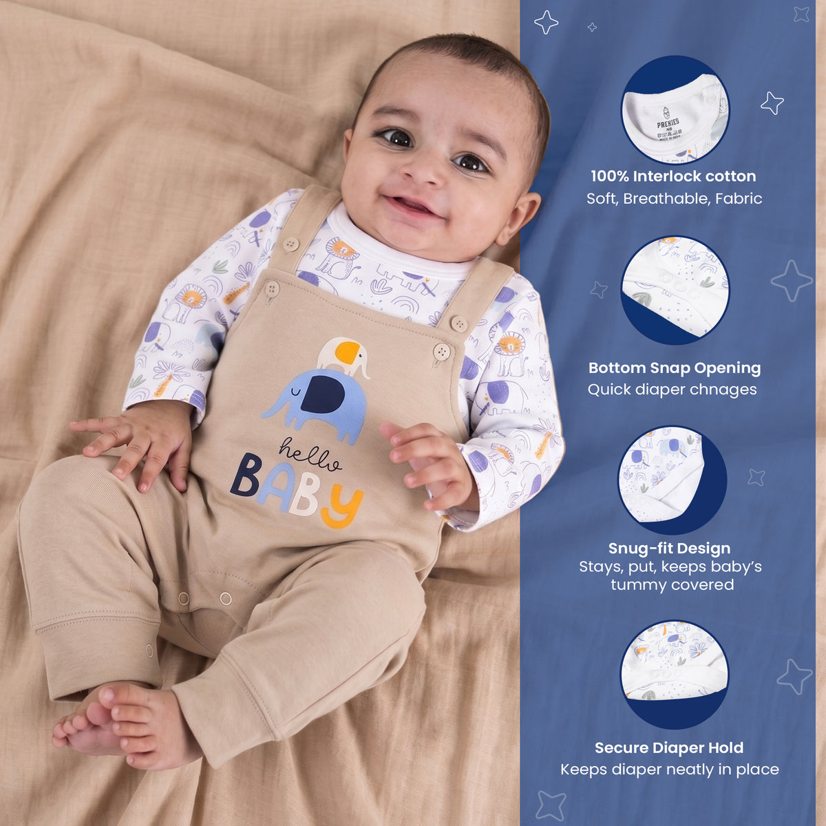 PREKIES Durgee Set - Elephant & Lion Print
