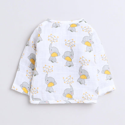 Polka Tots Unisex White Cotton Full Sleeves Jablas (Pack Of 3) (1-3 Months)