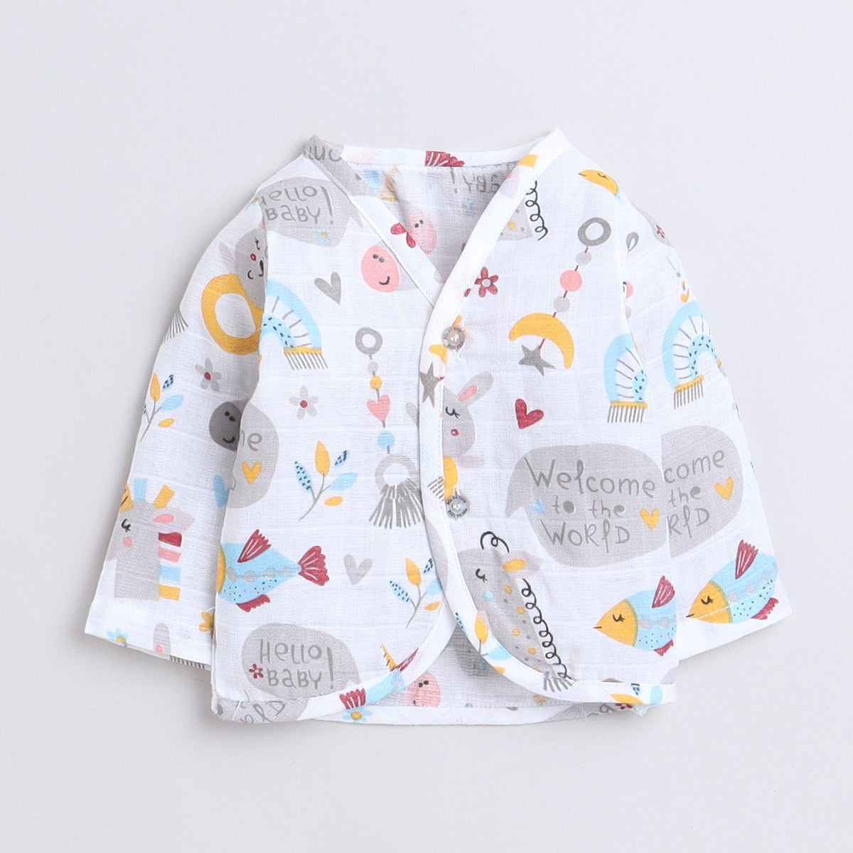 Polka Tots Unisex White Cotton Full Sleeves Jablas (Pack Of 3) (1-3 Months)