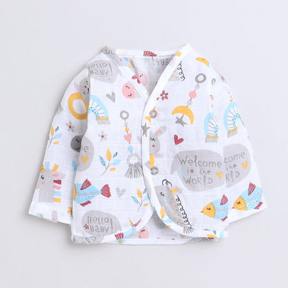 Polka Tots Unisex White Cotton Full Sleeves Jablas (Pack Of 3) (1-3 Months)