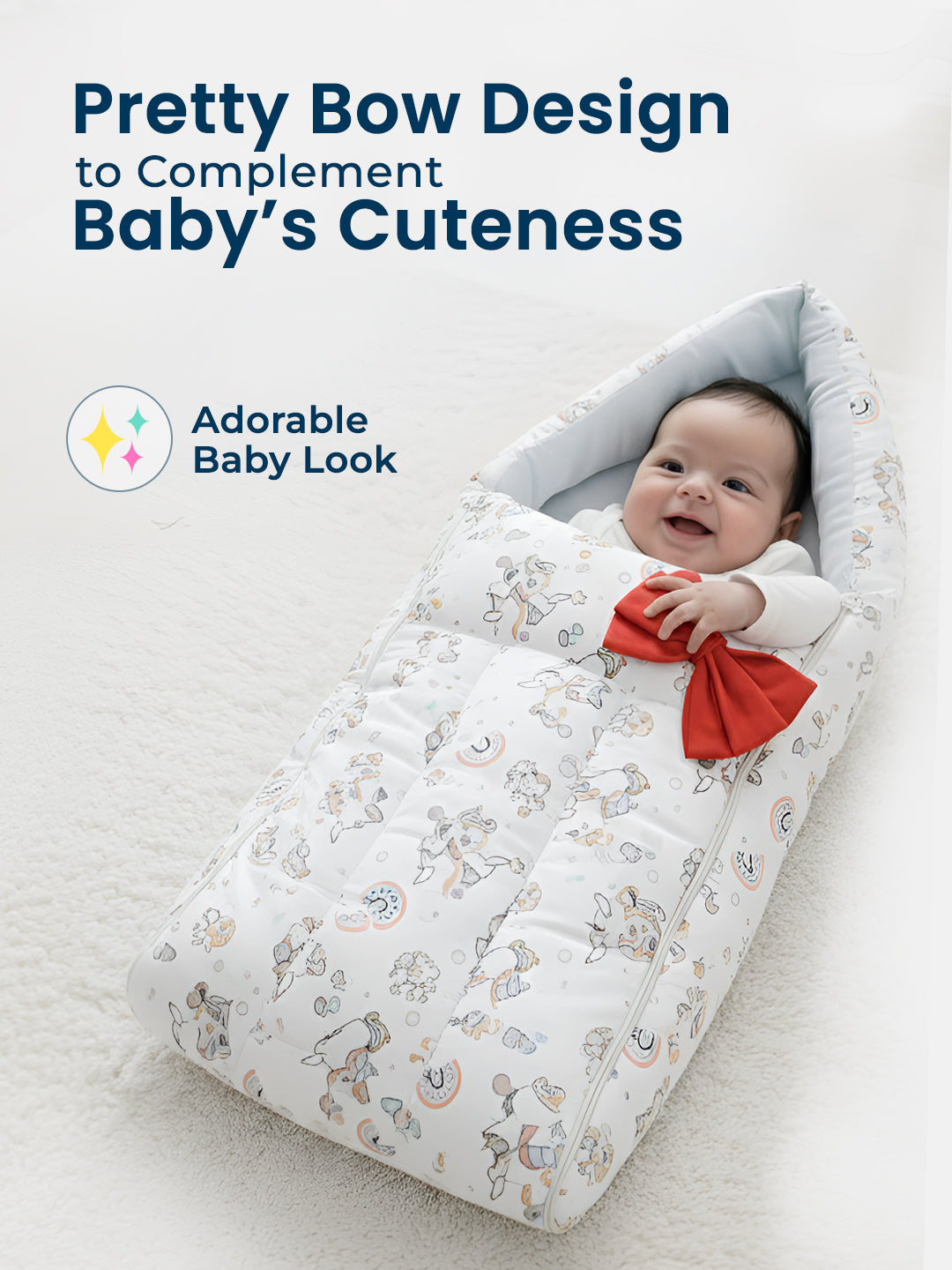 Polka Tots White Unicorn Print Cotton Sateen Bow Baby Sleeping Bag (18-24 Months)