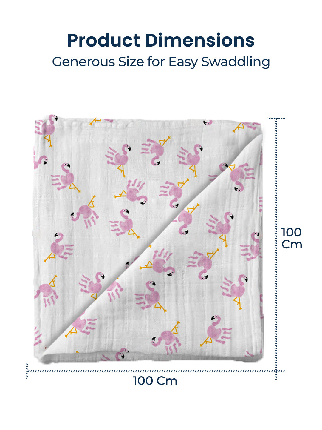 Polka Tots White Flamingo Fingers & Bloomy Bear Muslin Cotton Swaddles (Pack of 2)