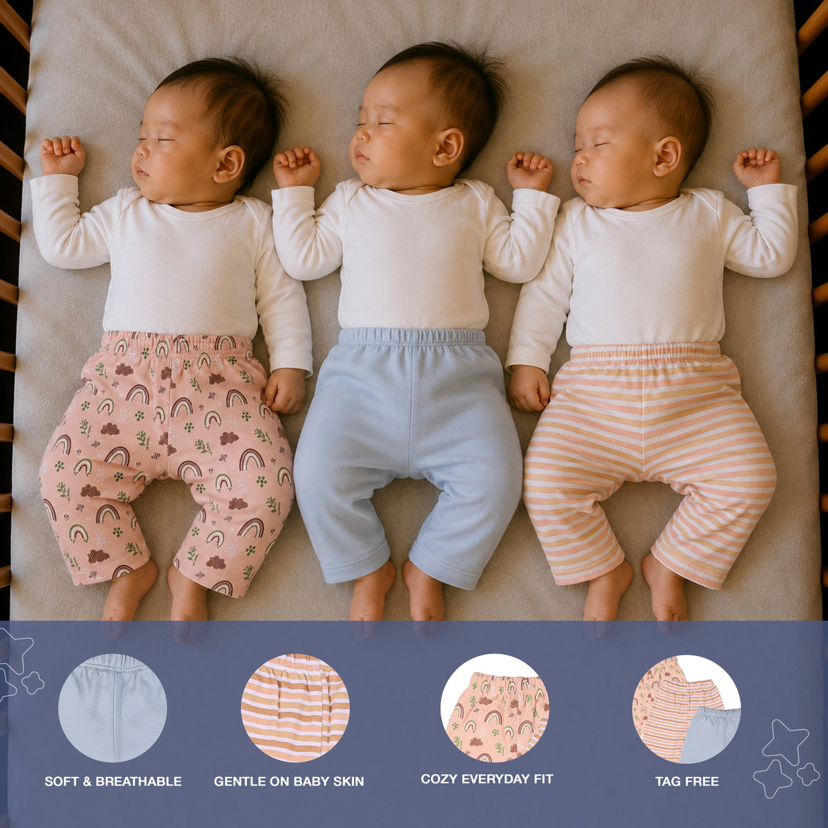 PREKIES Set Of 3 Pyajamas - Rainbow Print
